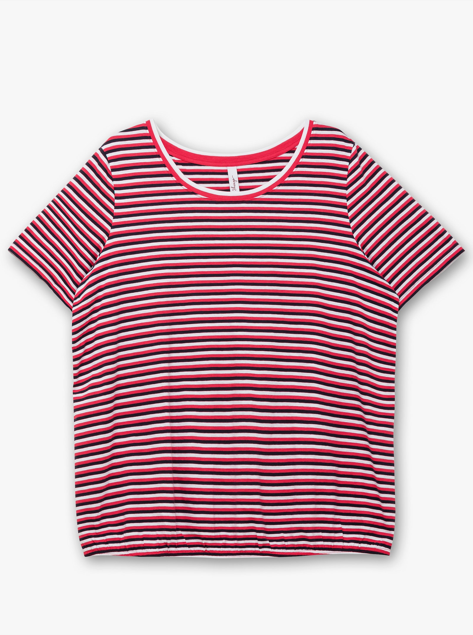 sheego Gestreept shirt met elastische band - diepblauw gestreept