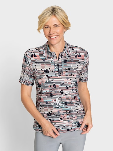 Poloshirt im Mustermix - marine-rosenquarz-bedruckt