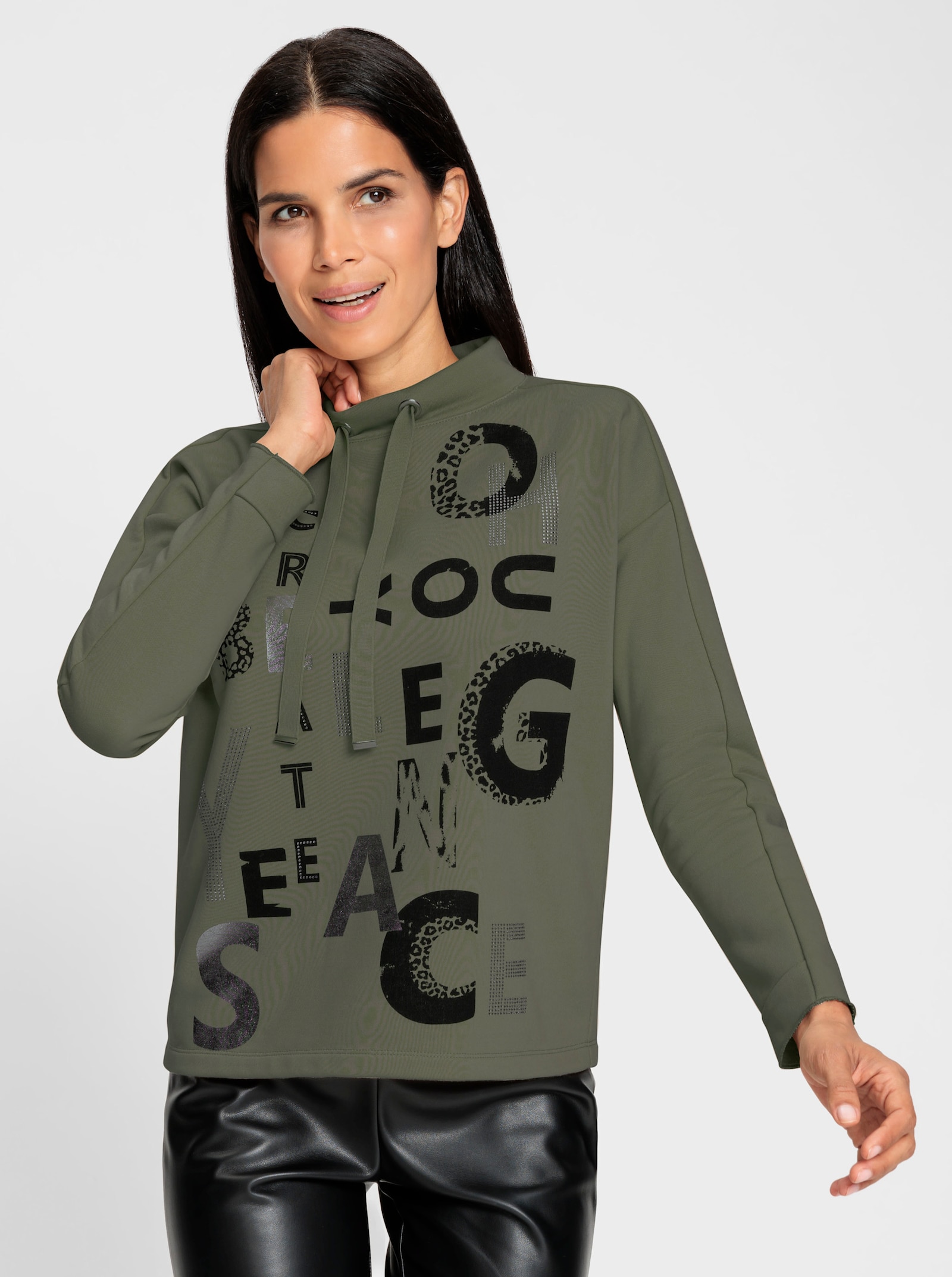 heine Sweatshirt mit Lettering-Print - khaki