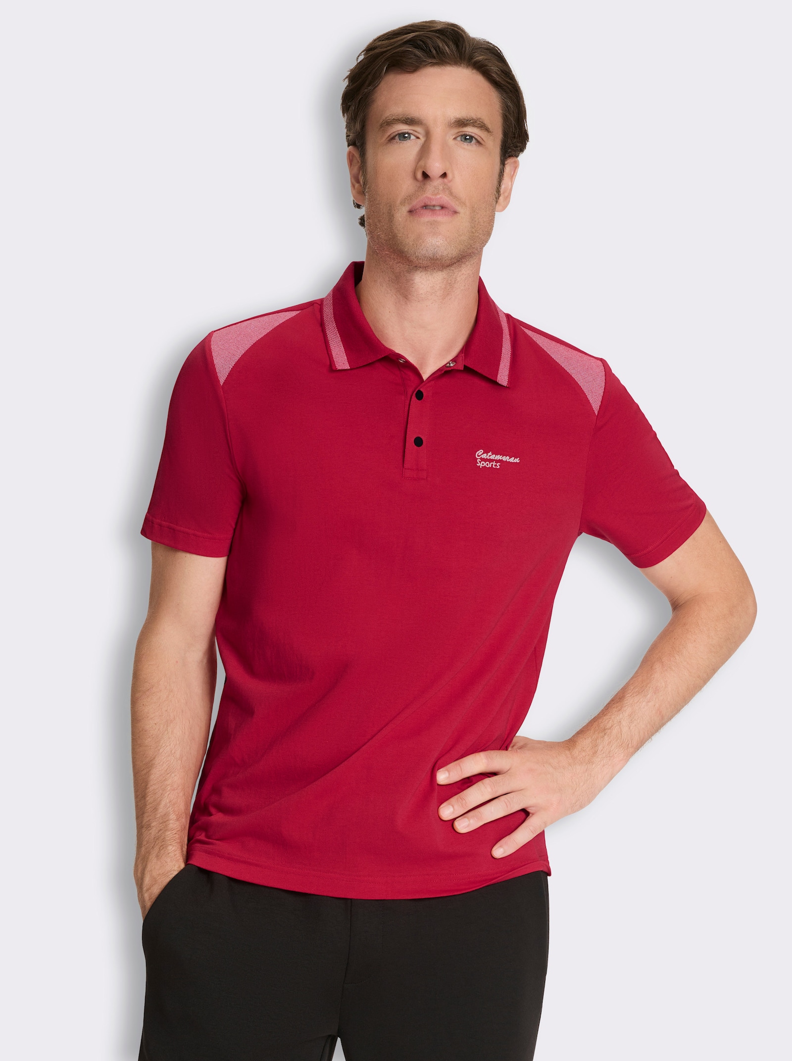 Catamaran Sports Kurzarmshirt mit Druckknopfleiste - rot