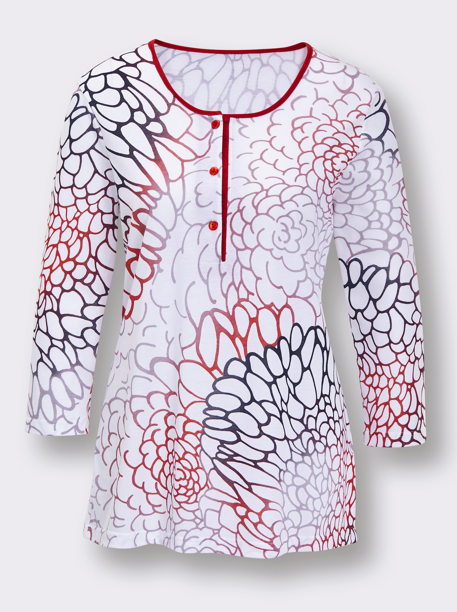 Ascafa Pyjama met 3/4-mouwen - rood geprint