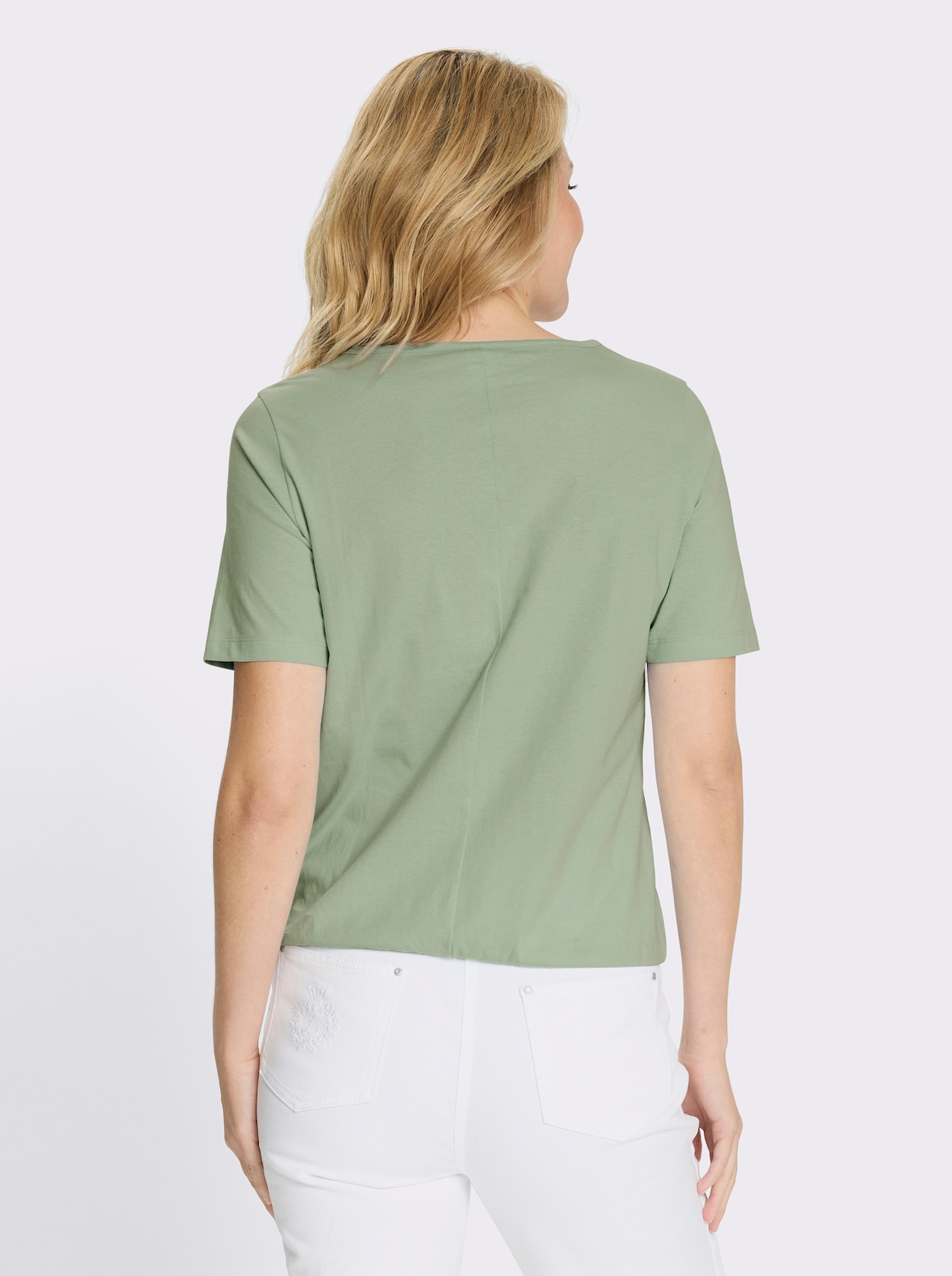 Kurzarmshirt mit elastischem Saum - eucalyptus