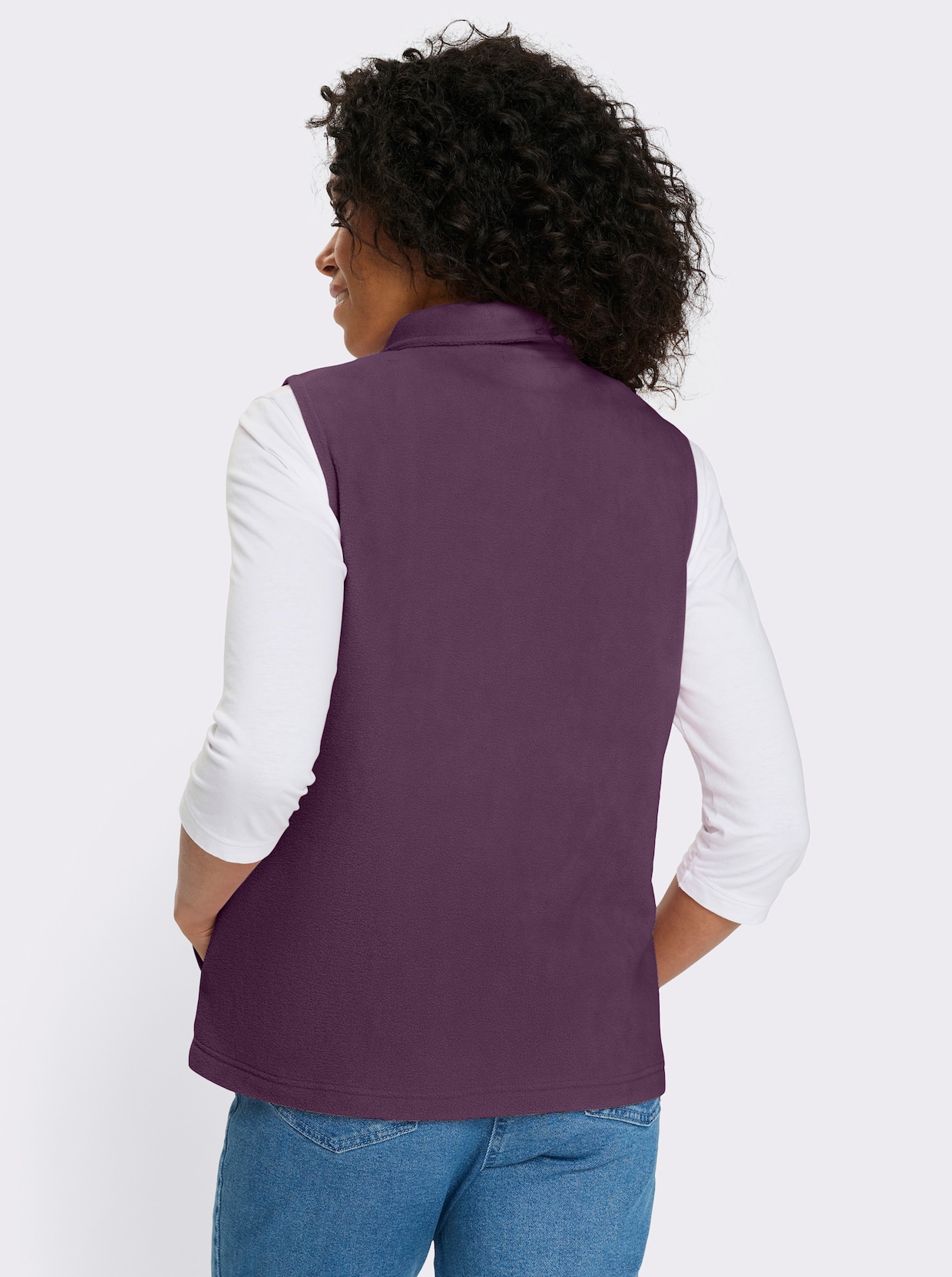 Fleecegilet met opstaande kraag - druif