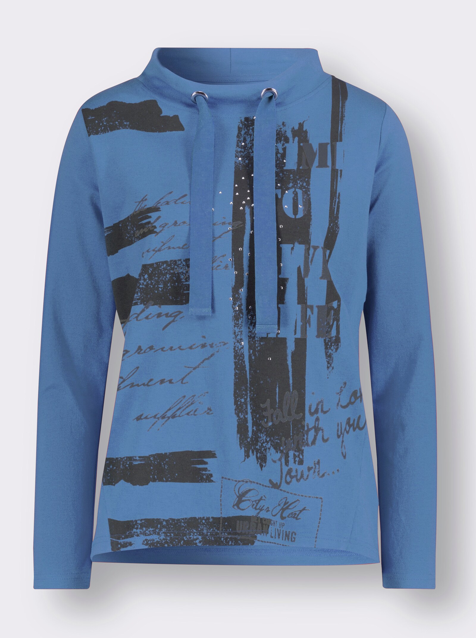 Sweatshirt mit grafischem Druck - mittelblau