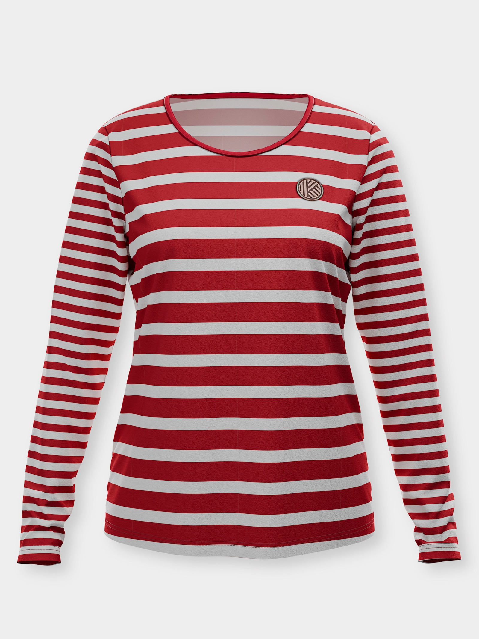 Langarmshirt aus reiner Baumwolle, gestreift - rot-weiß-geringelt