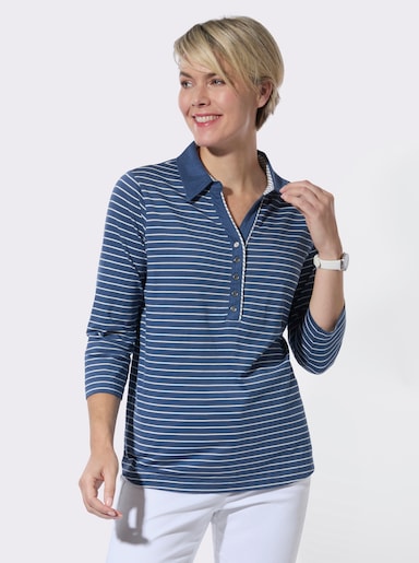 Poloshirt im Ringel-Dessin - jeansblau-ecru-geringelt