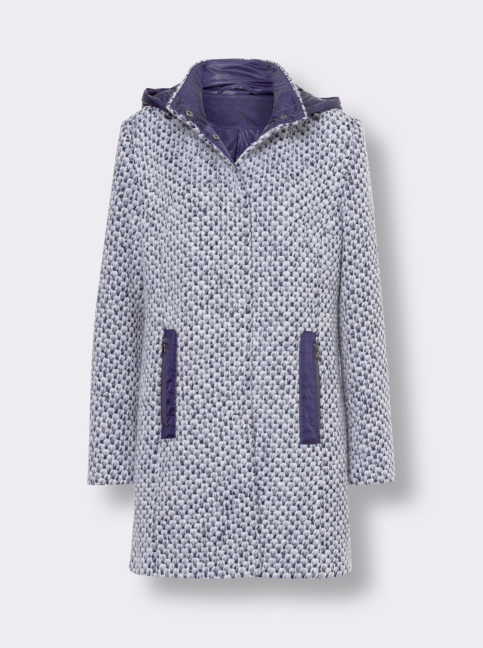 heine Outdoorjack met ritszakken - marine/ecru gemêleerd