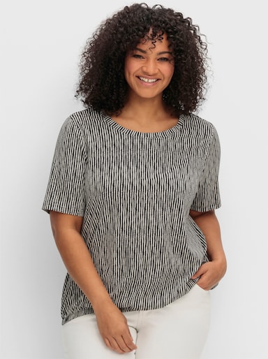 sheego Kurzarmshirt - schwarz-gemustert