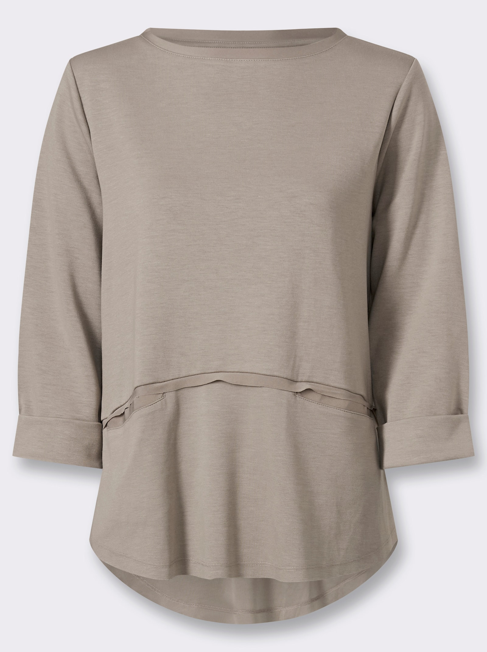 heine Sweatshirt mit offenen Kanten - sesam