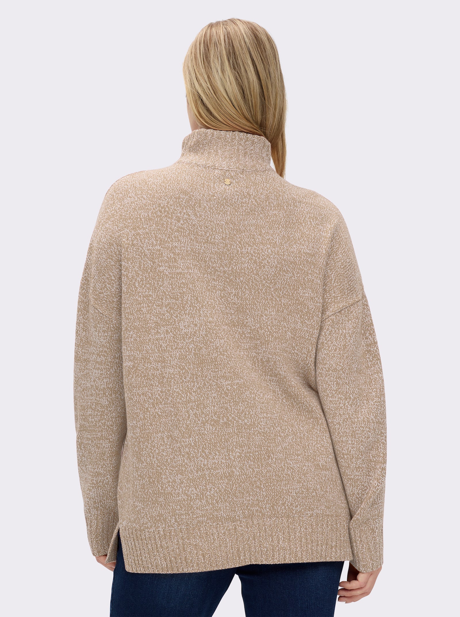 sheego Pullover in melierter Strickqualität - beige-meliert