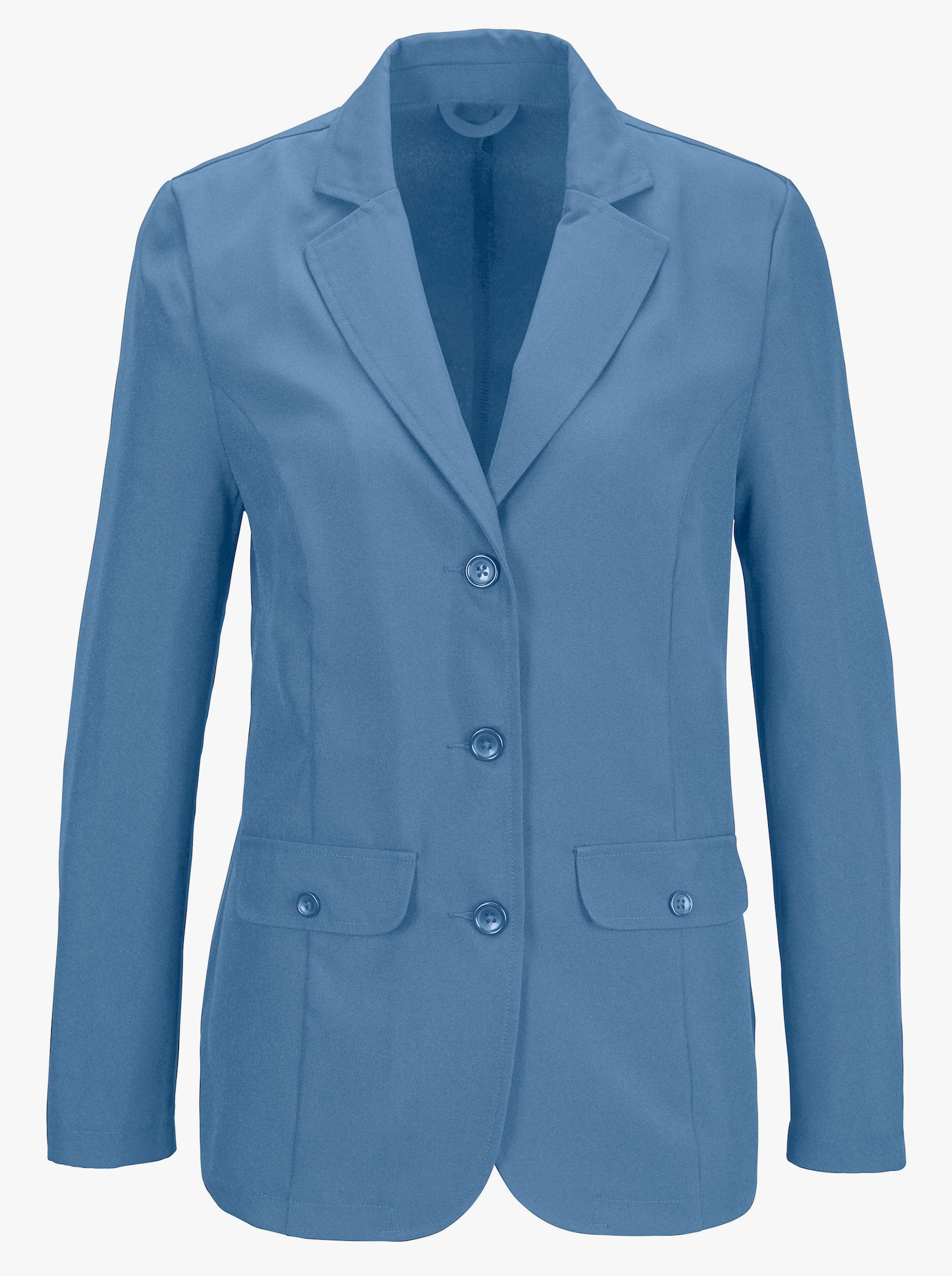 Blouseblazer met prinsessennaden - middenblauw