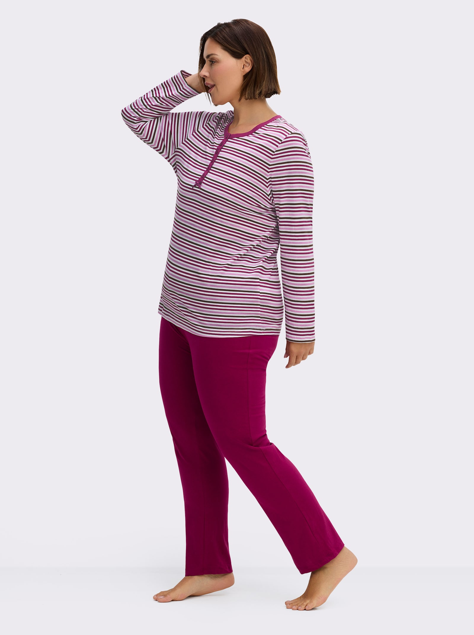 wäschepur Schlafanzüge aus reiner Baumwolle - malve+ malve-geringelt