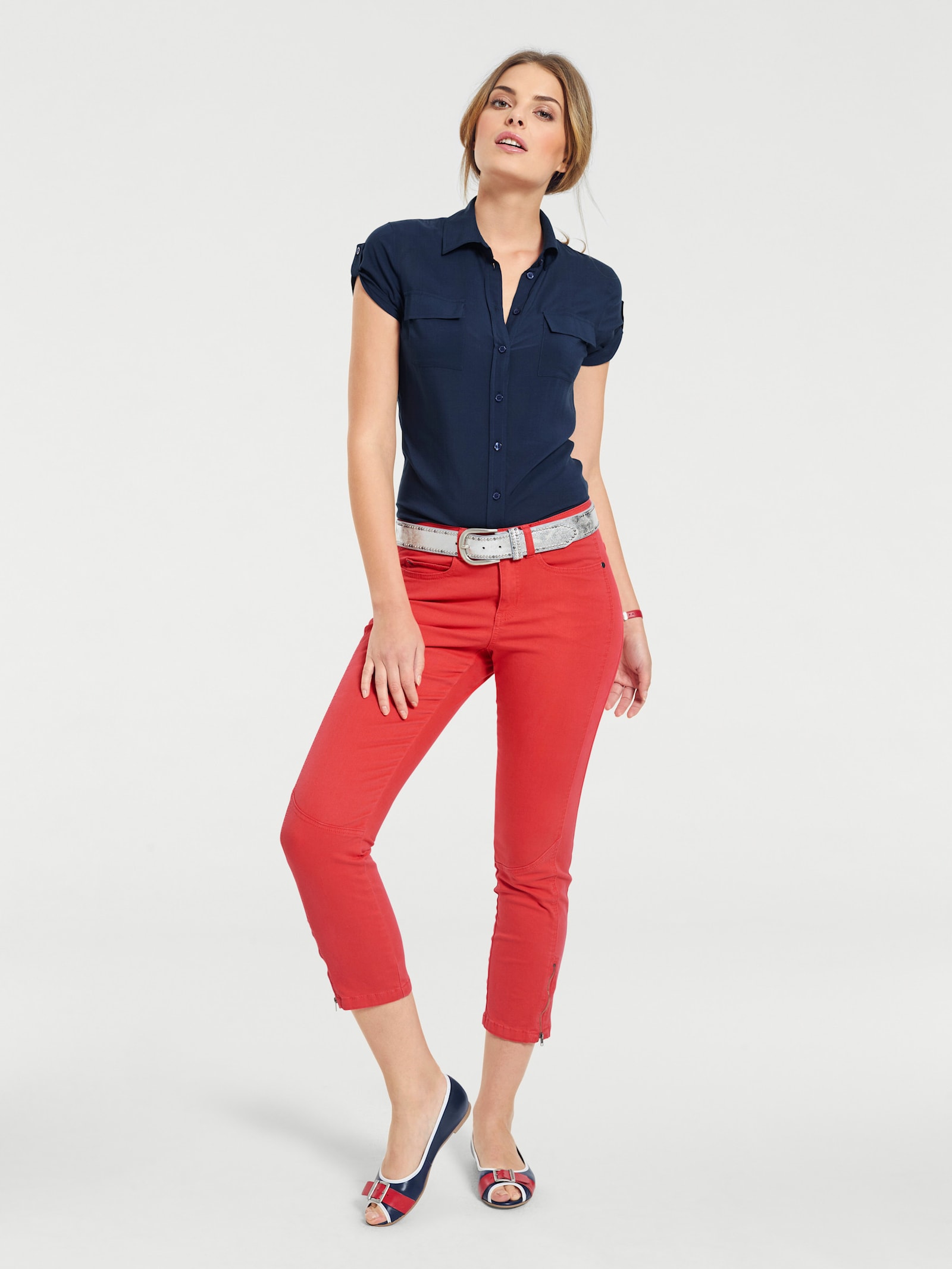 heine Blouse met korte mouwen in viscosemix - marine