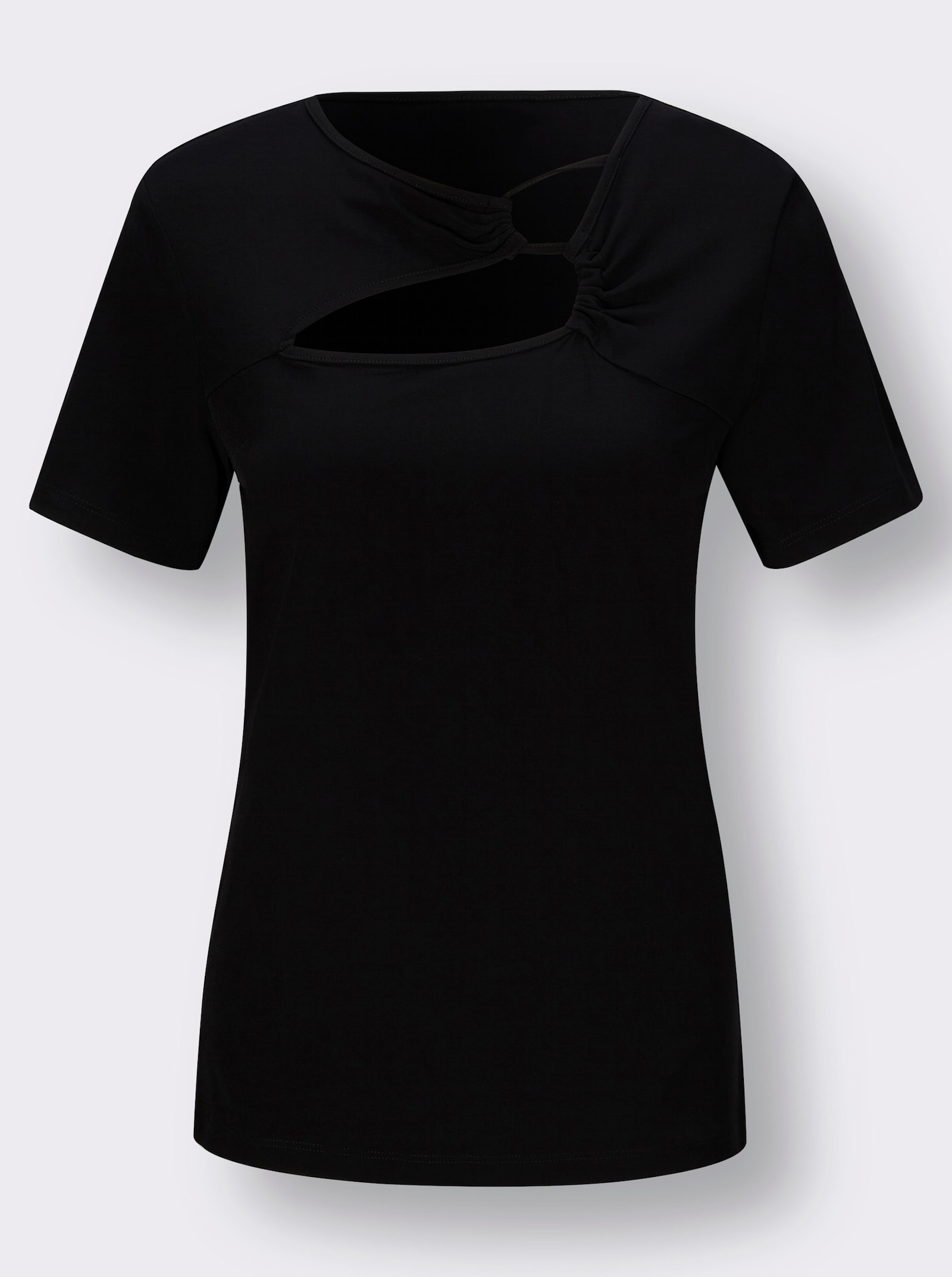 Kurzarmshirt mit Cut-Outs - schwarz