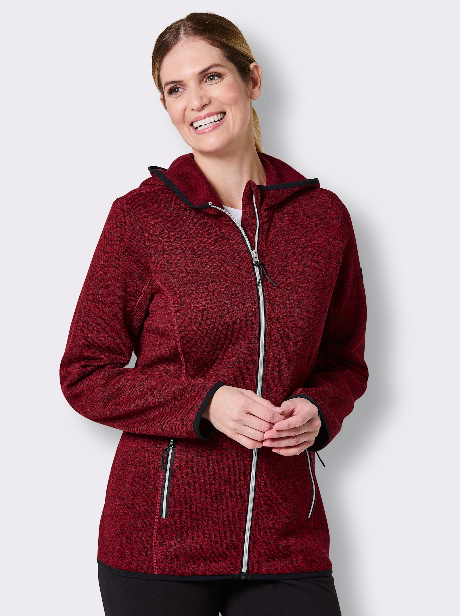 Catamaran Sports Strickfleecejacke mit Kapuze - rot-meliert