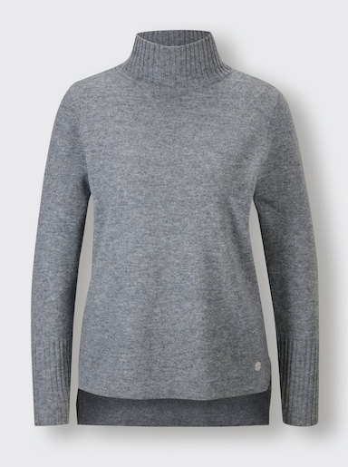 CREATION L PREMIUM Rollkragenpullover mit 10% Kaschmir - rauchblau-steingrau-meliert