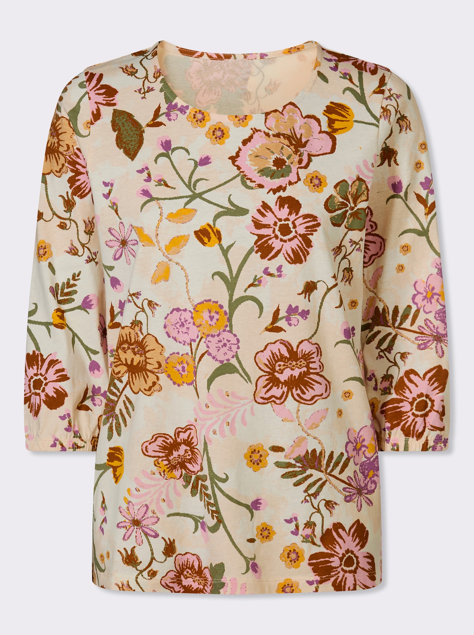3/4-Arm-Shirt im Blüten-Dessin - champagner-hortensie-bedruckt