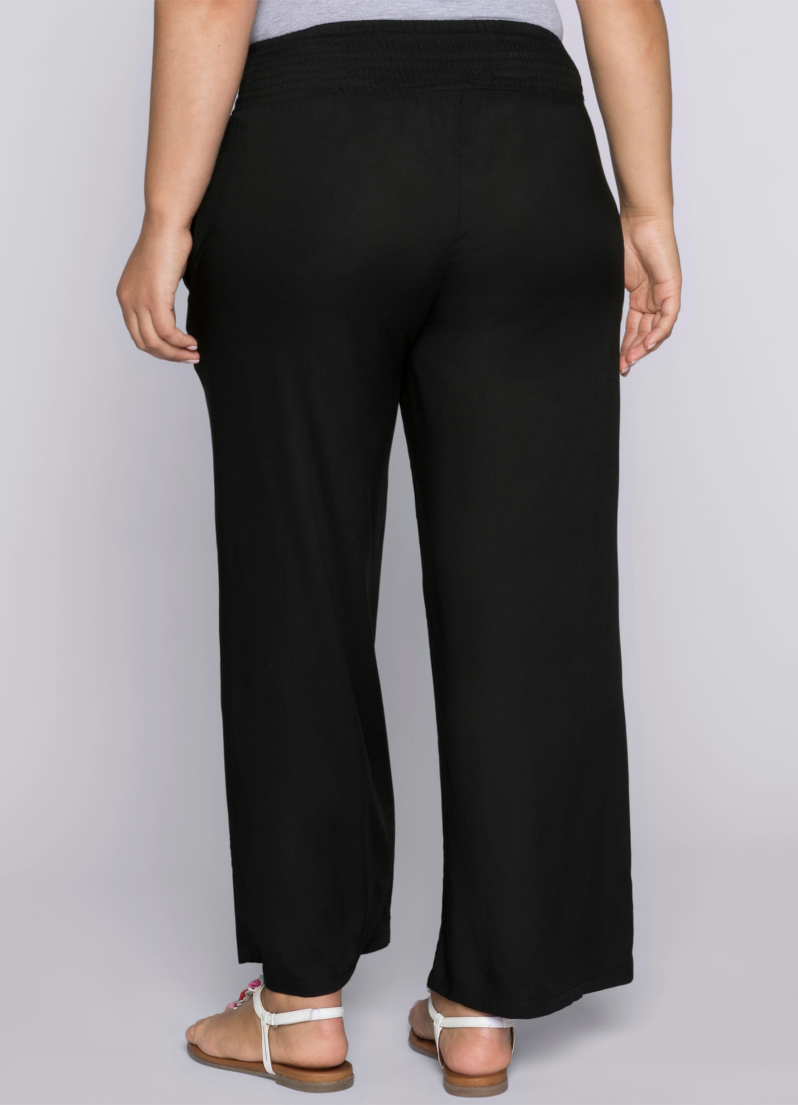 sheego Comfortbroek met wijde pijpen - zwart