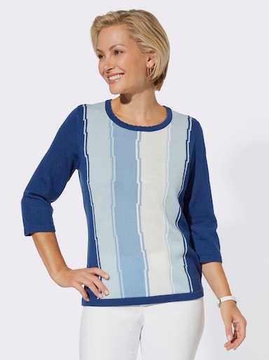 Pullover - royalblau-gemustert