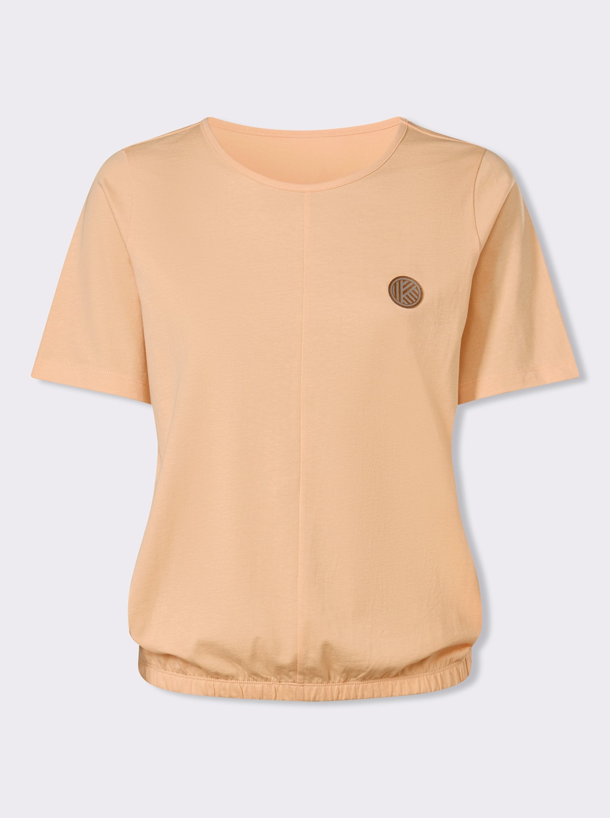 Kurzarmshirt mit elastischem Saum - apricot