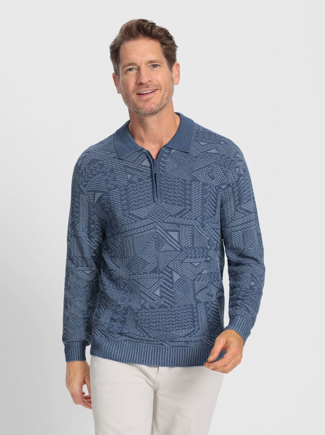 Marco Donati Polopullover - jeansblau-bleu-meliert