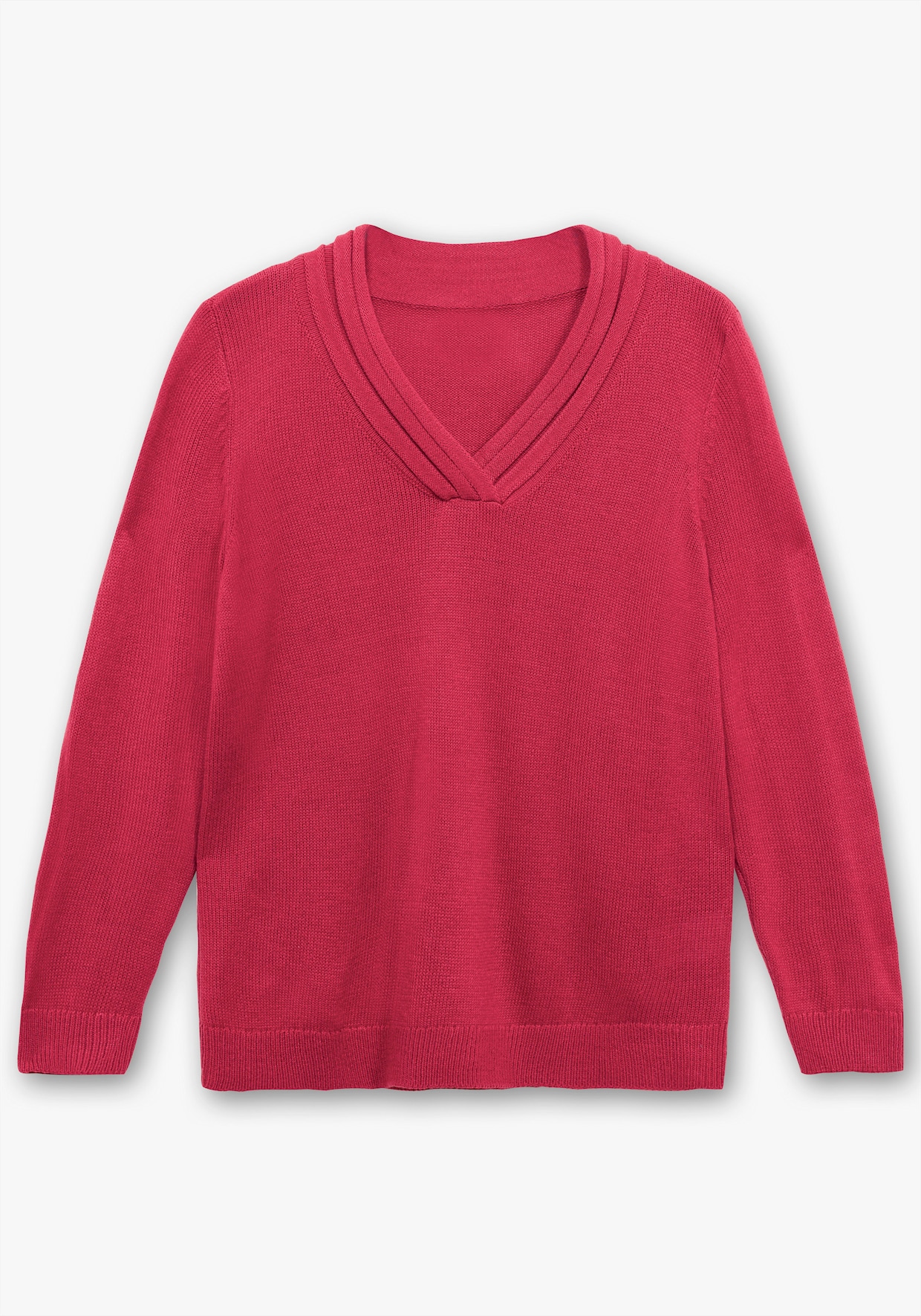 V-Ausschnitt-Pullover - himbeere