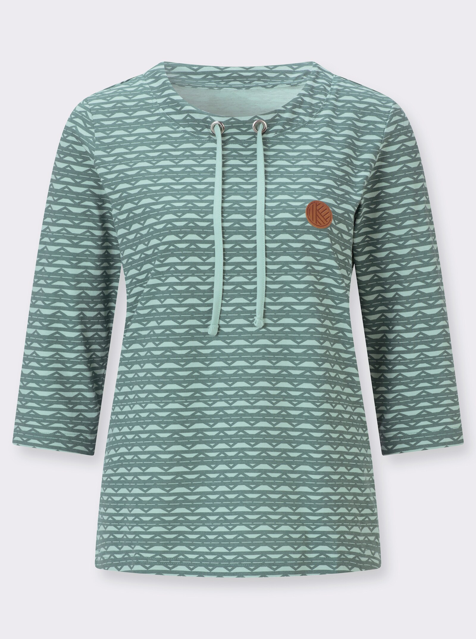 3/4-Arm-Shirt mit Zickzack-Muster - kalkmint-jade-bedruckt