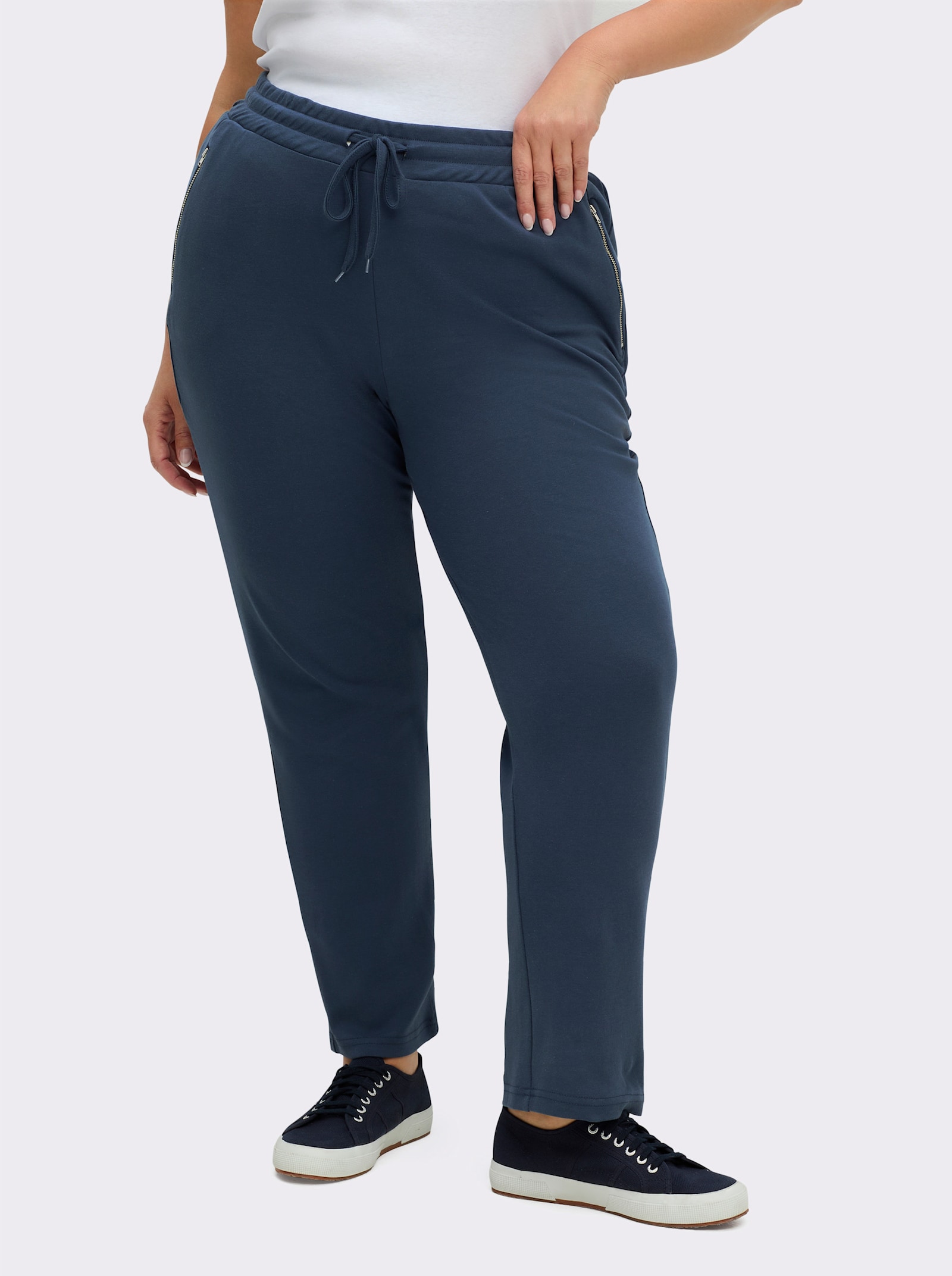 Jerseyhose mit Bindeband - dunkelblau