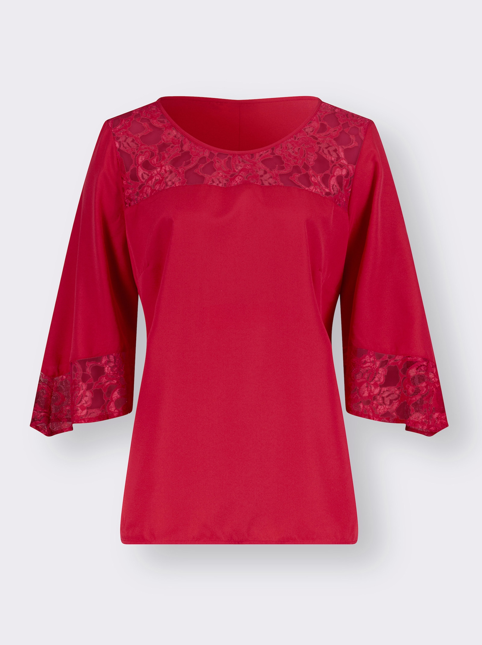 Tunika mit Spitzen-Verzierung - rot