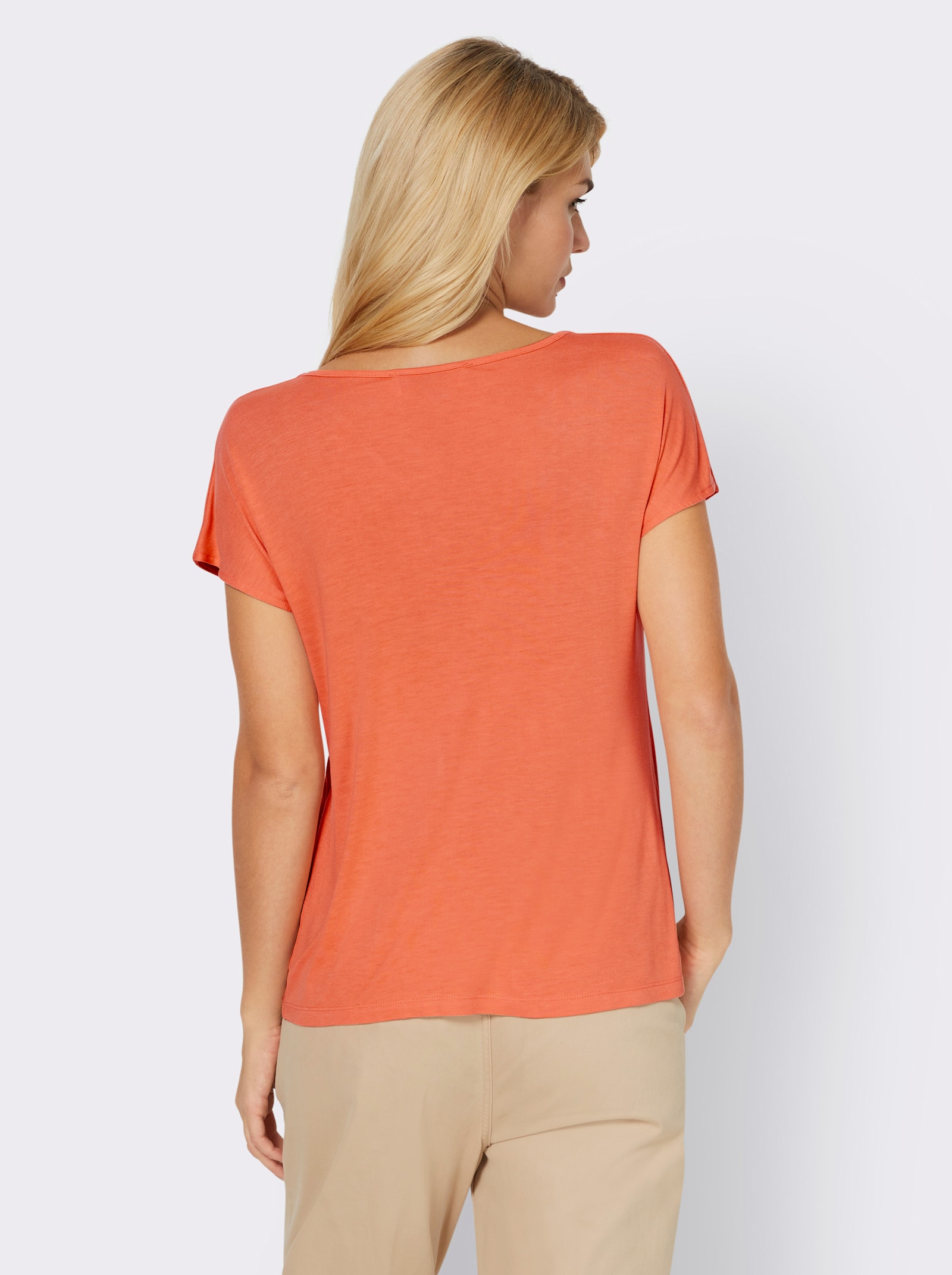 heine Kurzarmshirt mit Falte vorne - mandarine