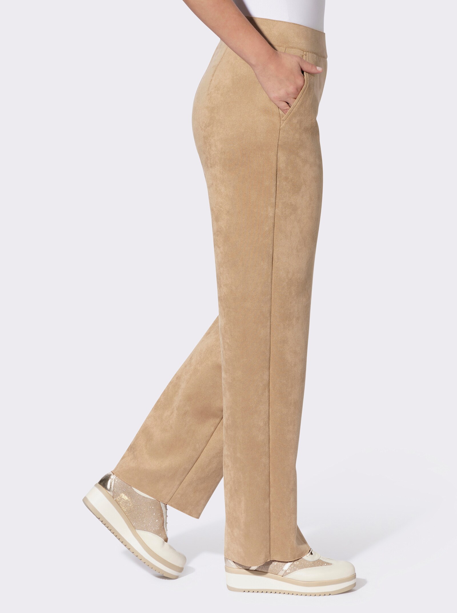 Hose in Veloursleder-Optik - camel