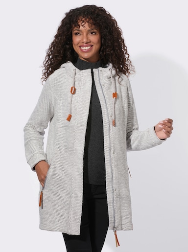  Shirtjacke mit Kapuze - steingrau-ecru-meliert