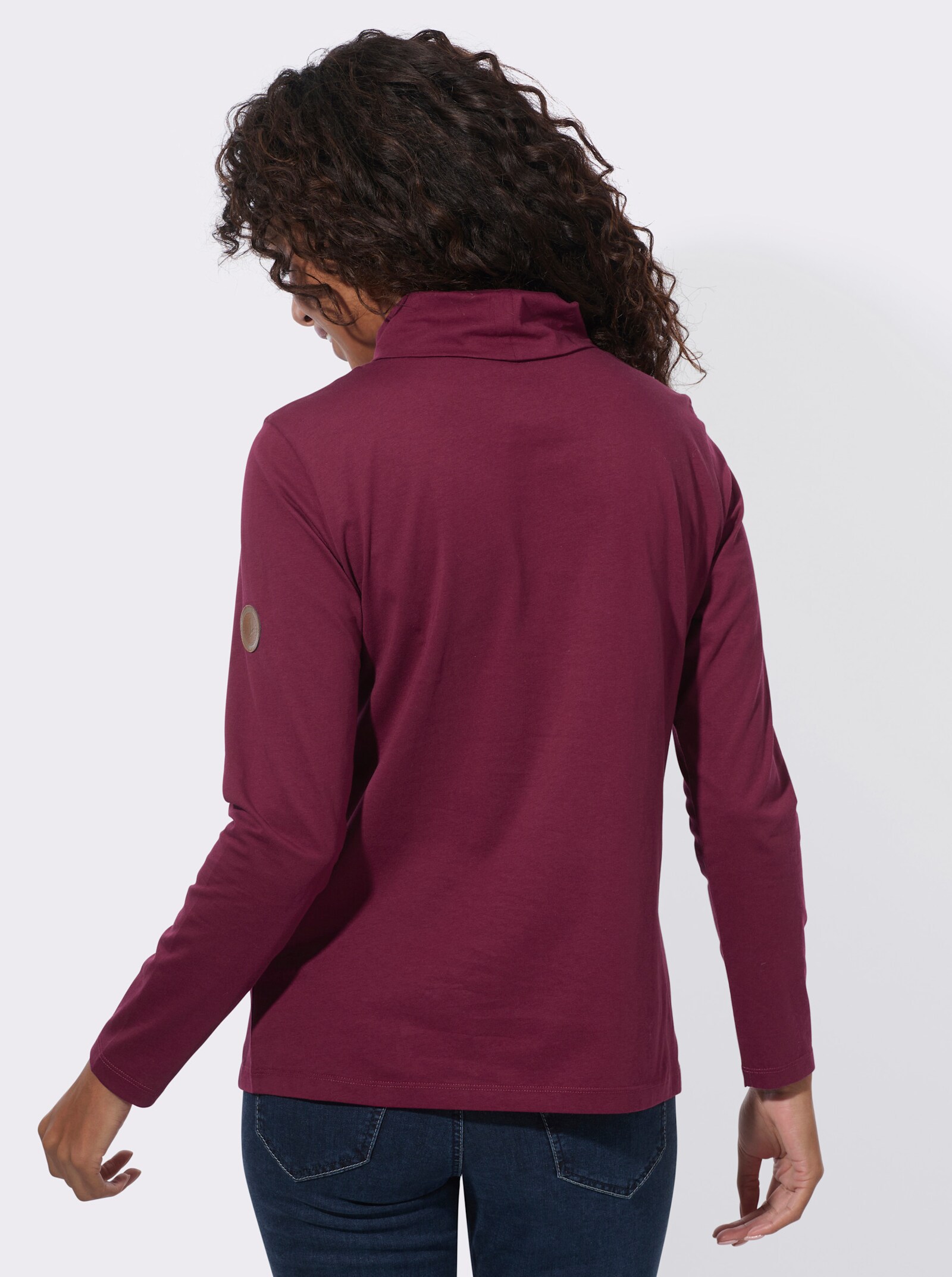 Rollkragenshirt aus reiner Baumwolle - bordeaux