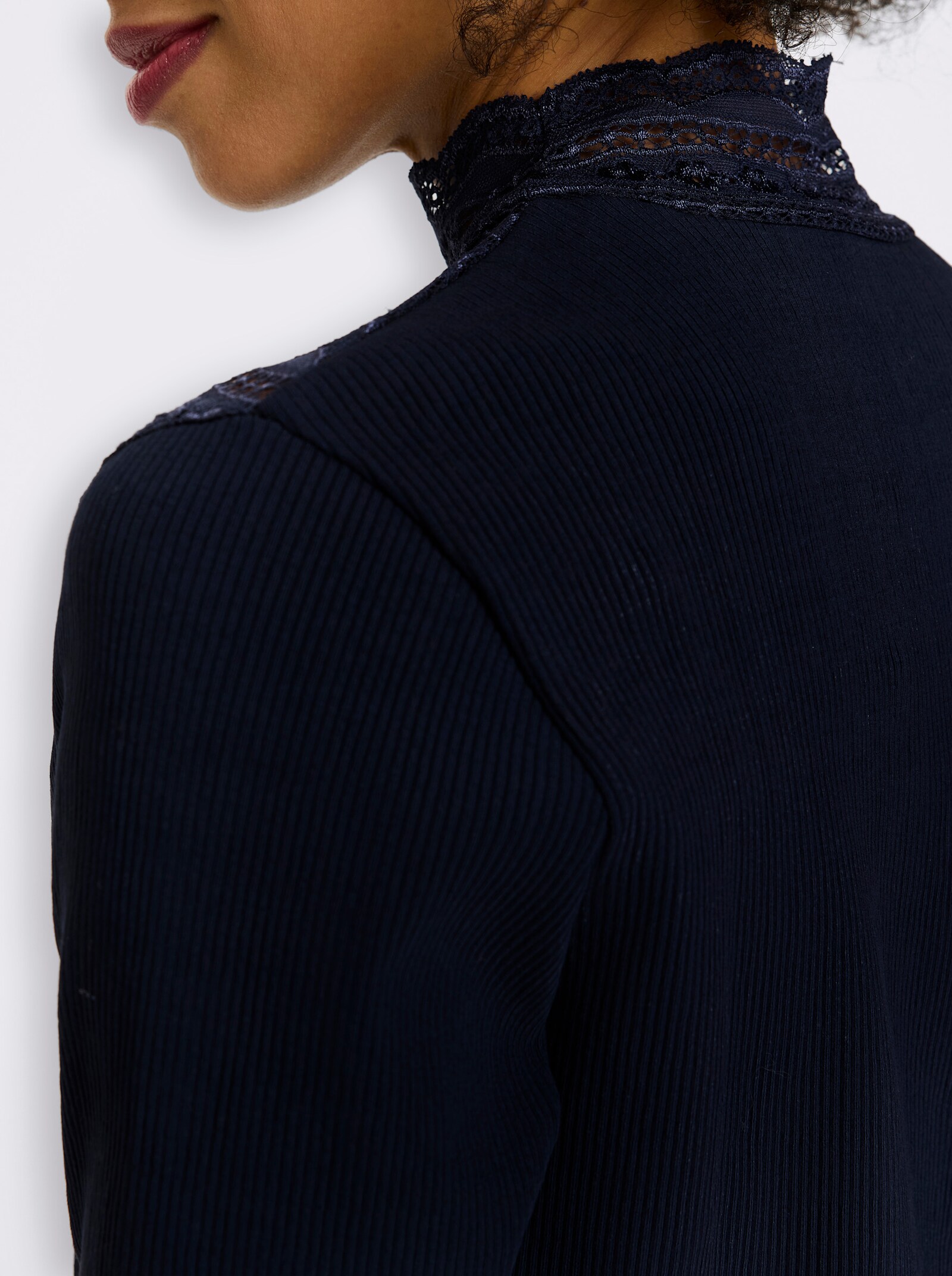 heine 3/4-Arm-Shirt mit Spitzeneinsatz - marine