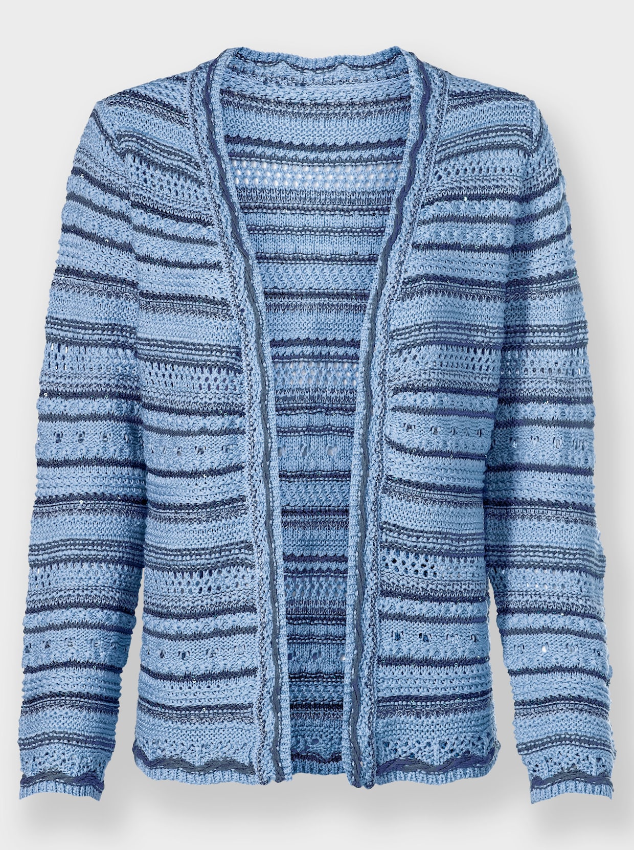 Strickjacke - eisblau-jeansblau-gemustert