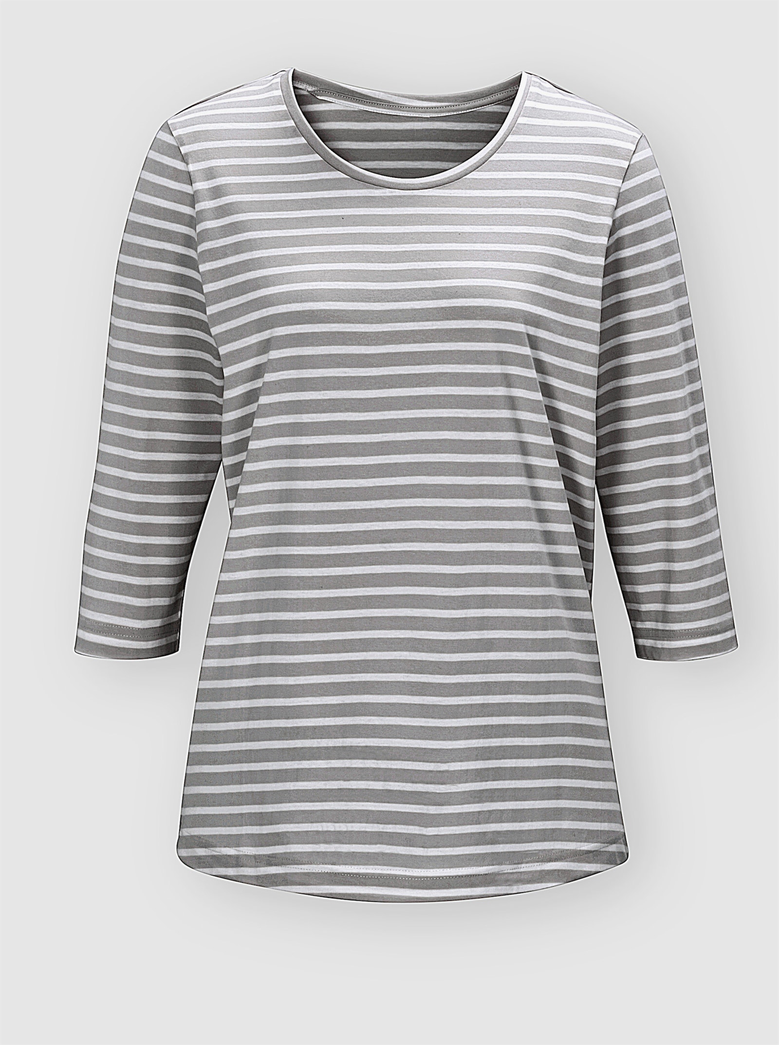 wäschepur Pyjama-Shirt - steengrijs/wit gestreept