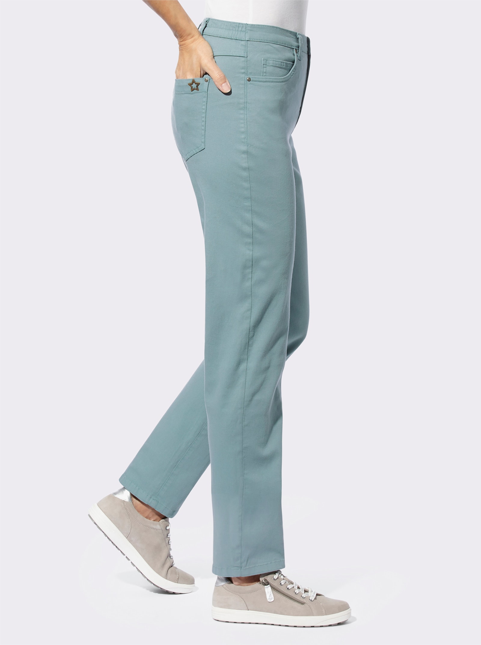 5-Pocket-Hose mit seitlichem Dehnbund - jade
