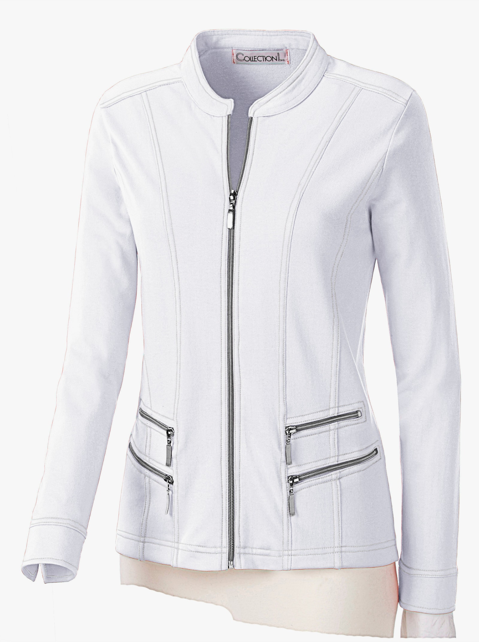 Shirtjacke mit Reißverschluss - weiß