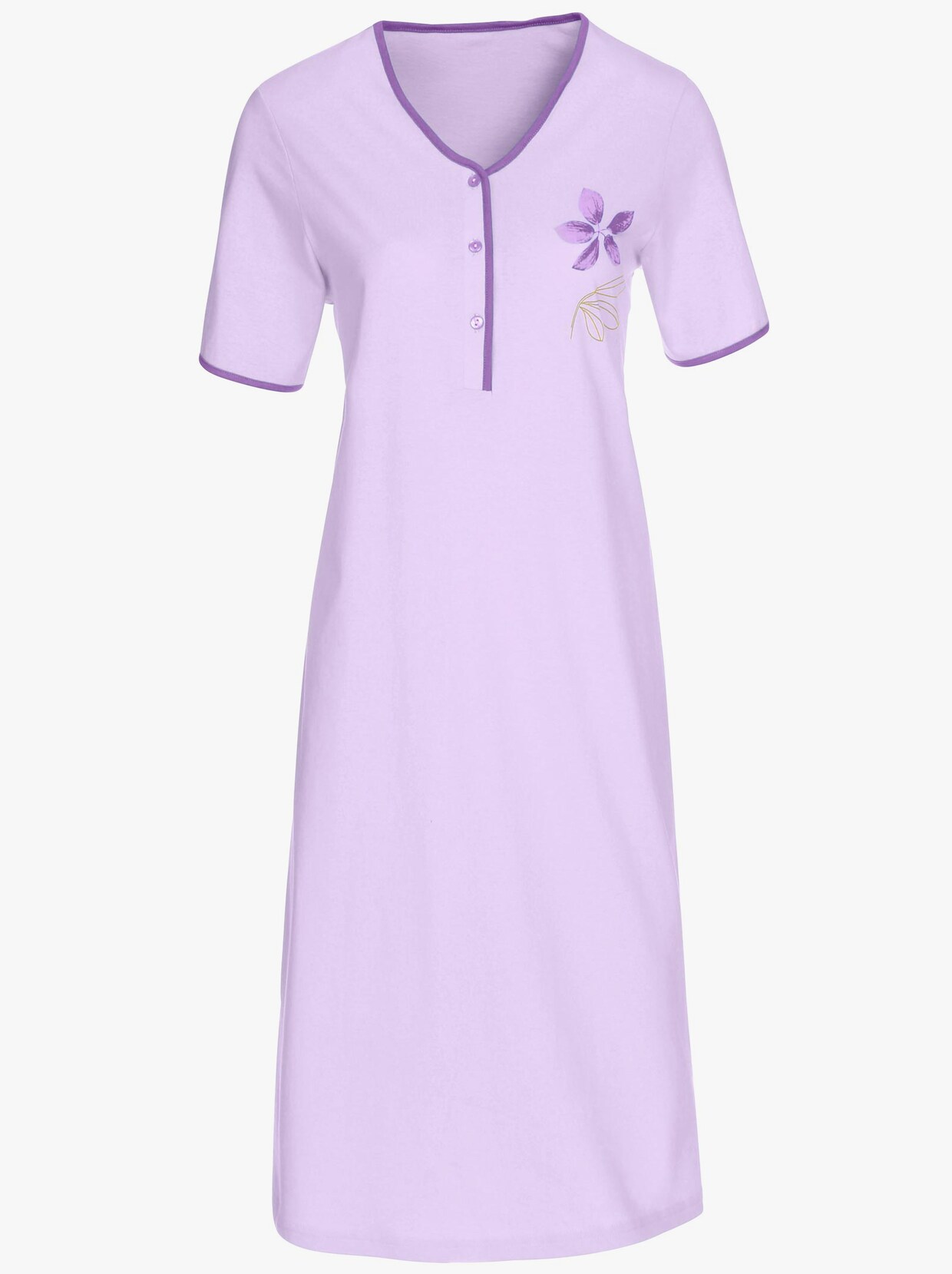 Ascafa Noční košile s krátkým rukávem - lila + lila-potisk