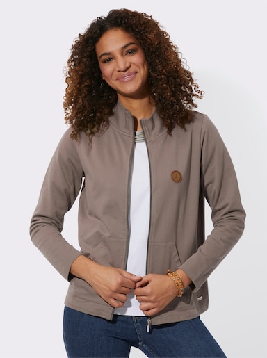 Shirtjacke mit Känguru-Taschen - taupe