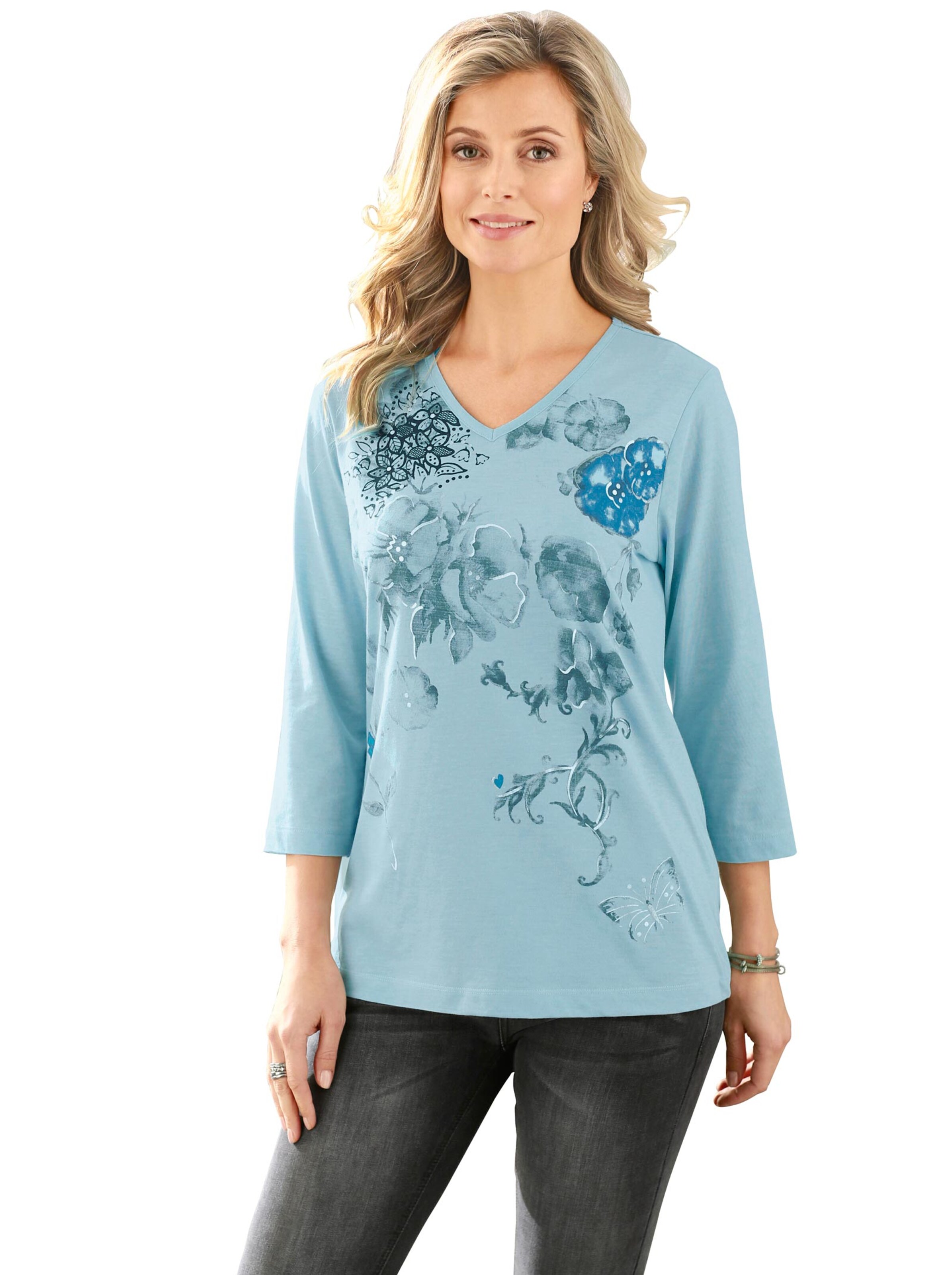 Shirt - eisblau-meliert