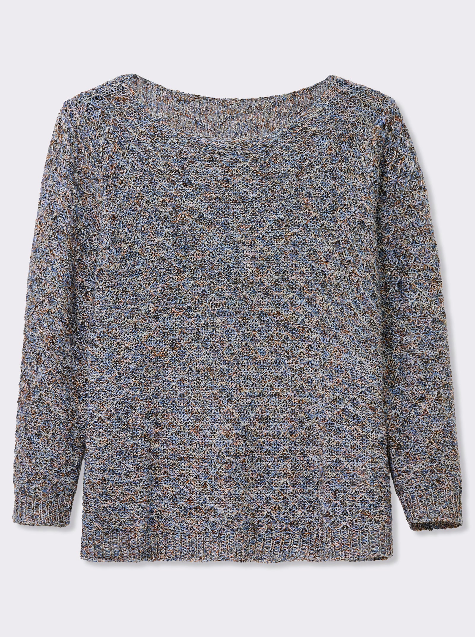 Rundhalspullover mit Multicolor-Garn - jeansblau-gemustert