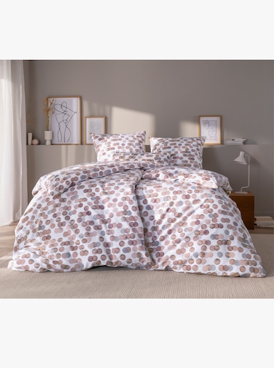 Janine Bettwäsche - weiß-mauve-bedruckt