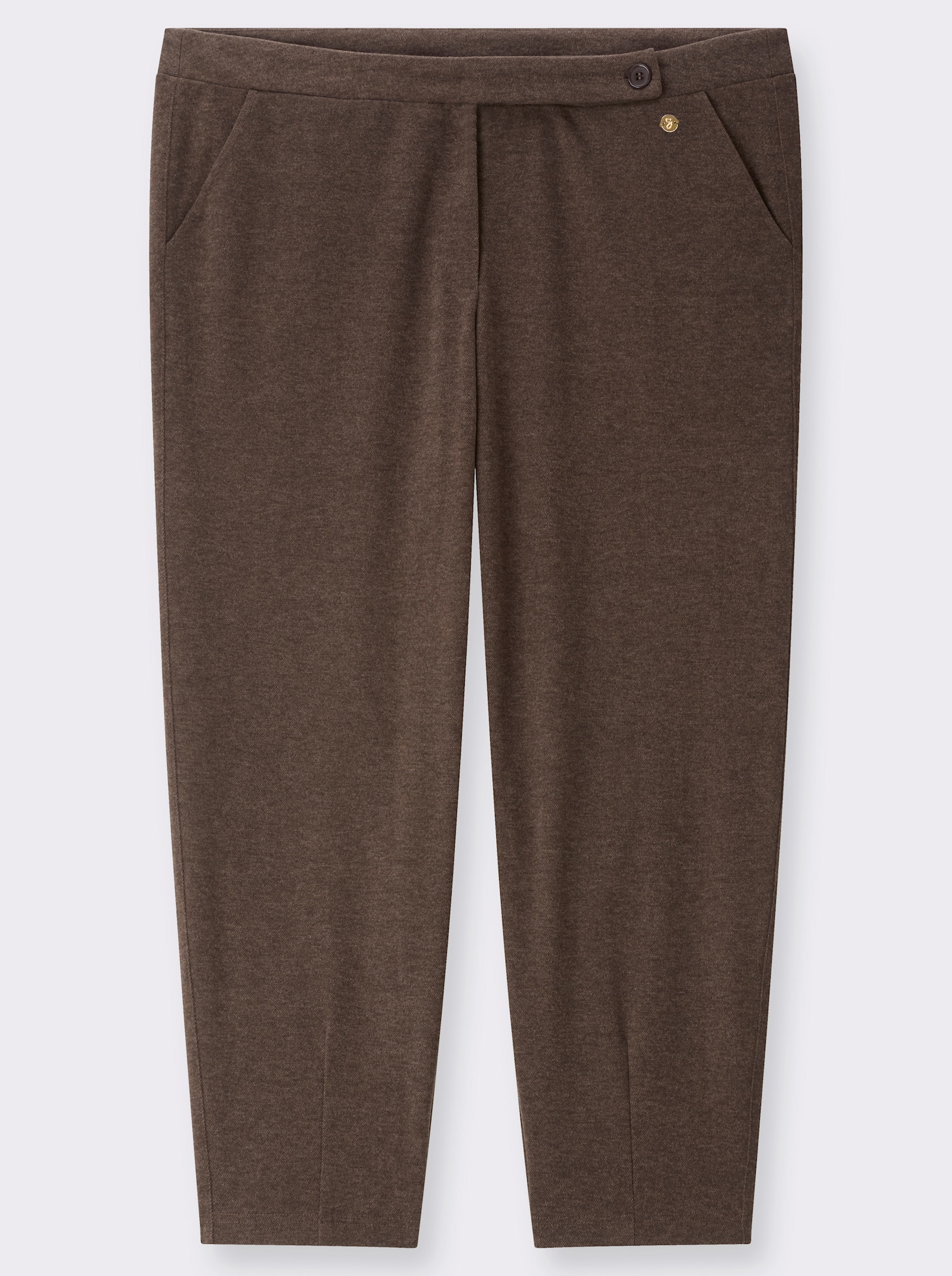 sheego Hose aus Flanell, mit Barrel-Leg - schoko