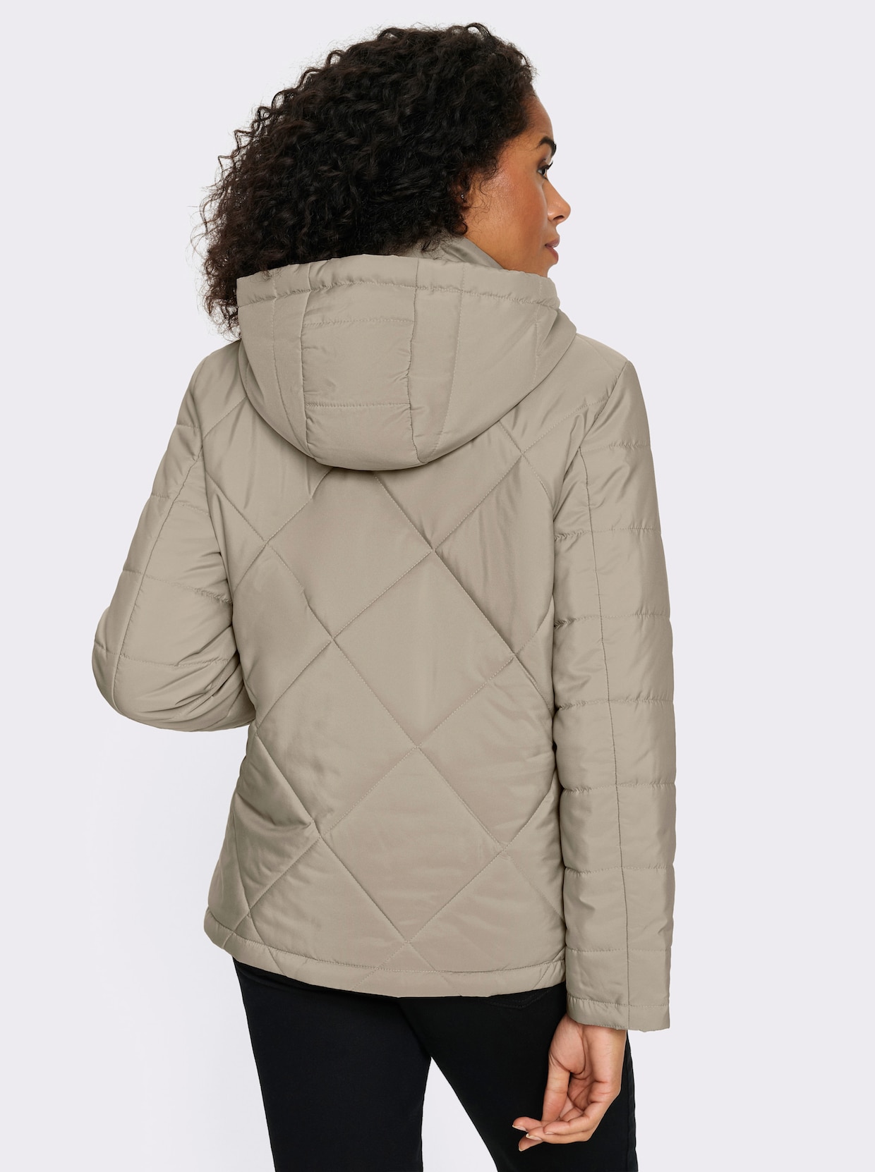 Steppjacke mit Kontrast-Details - sesam-schwarz
