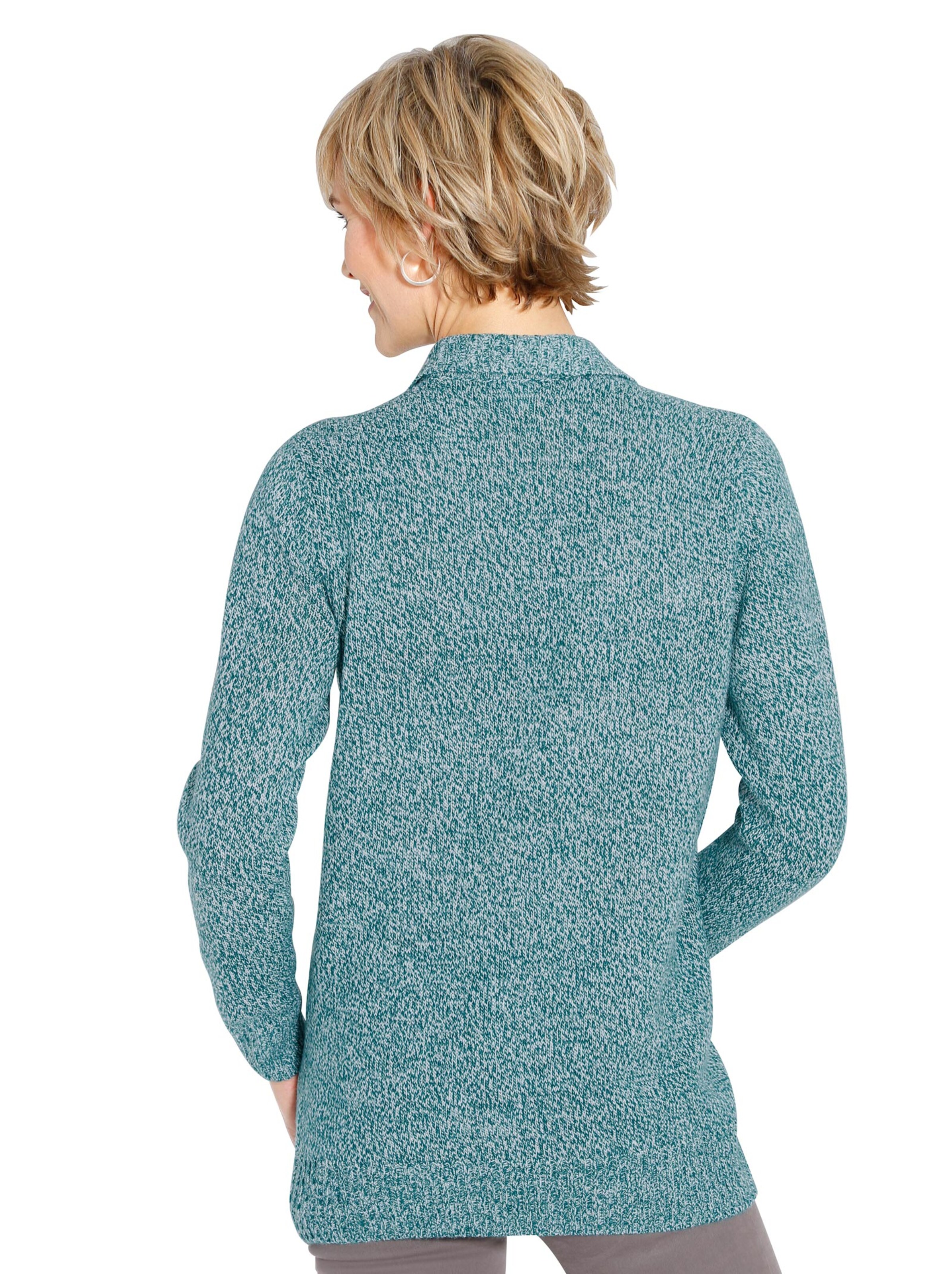 Pullover - petrol-meliert