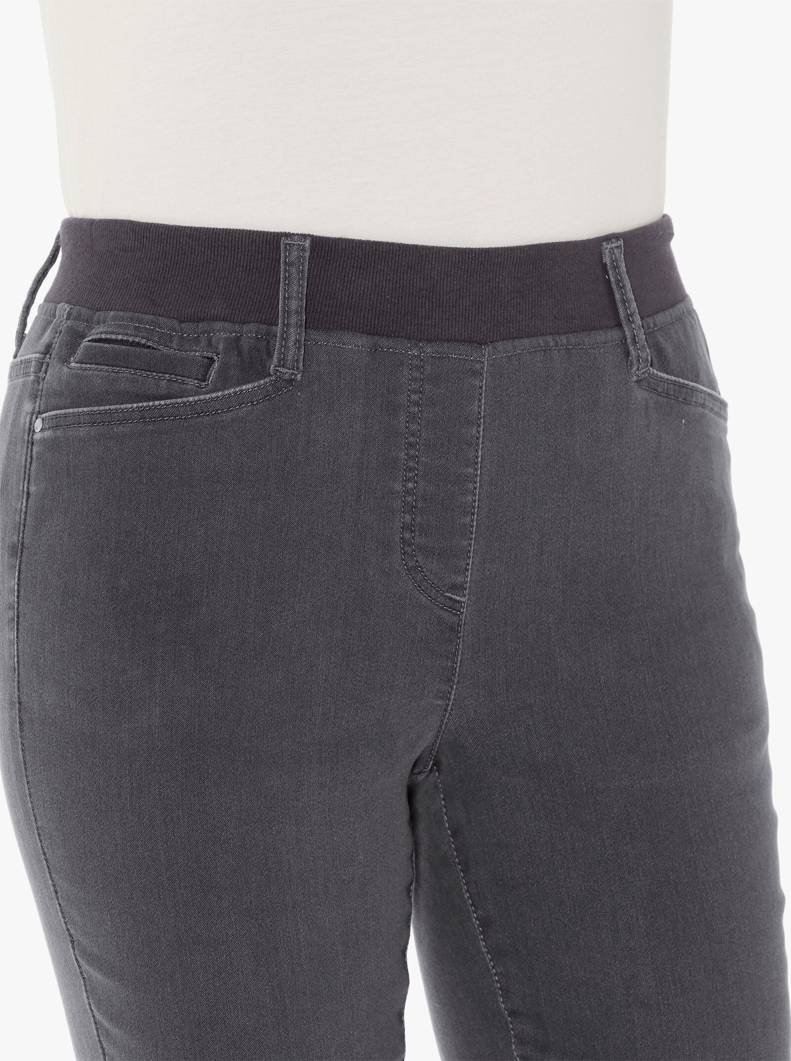 Comfortjeans met geribde comfortband - dark grey denim