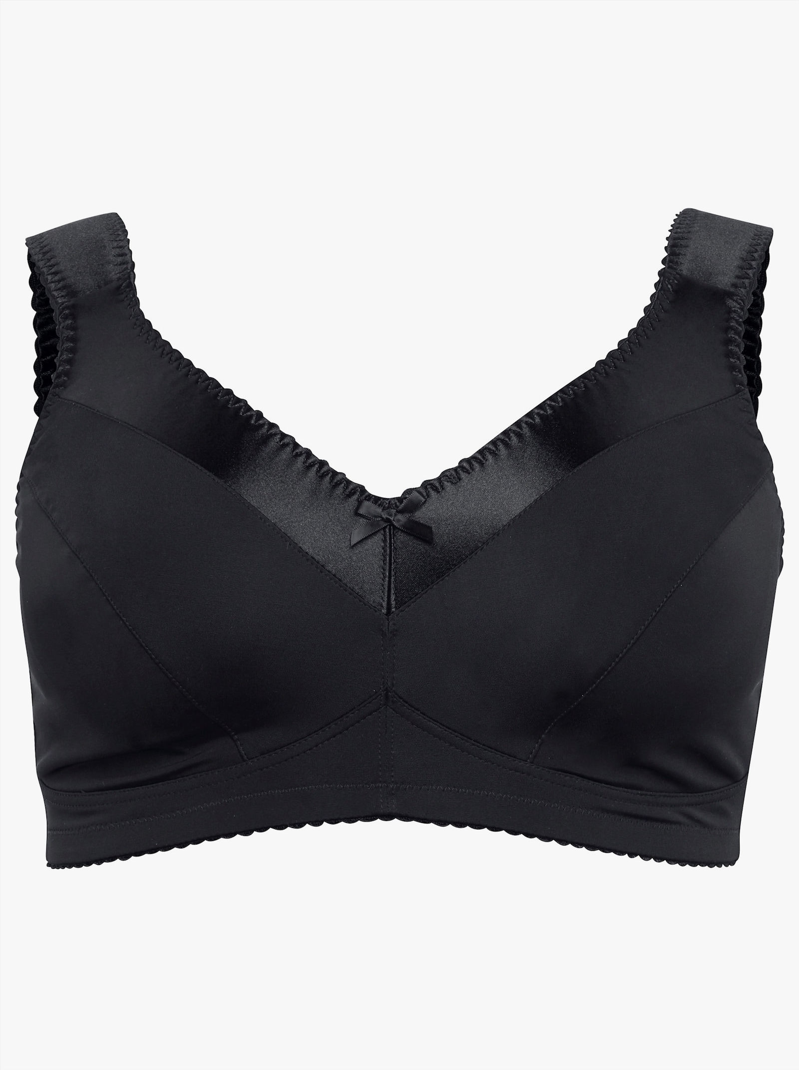 sheego BH ohne Bügel mit Satinblende - schwarz