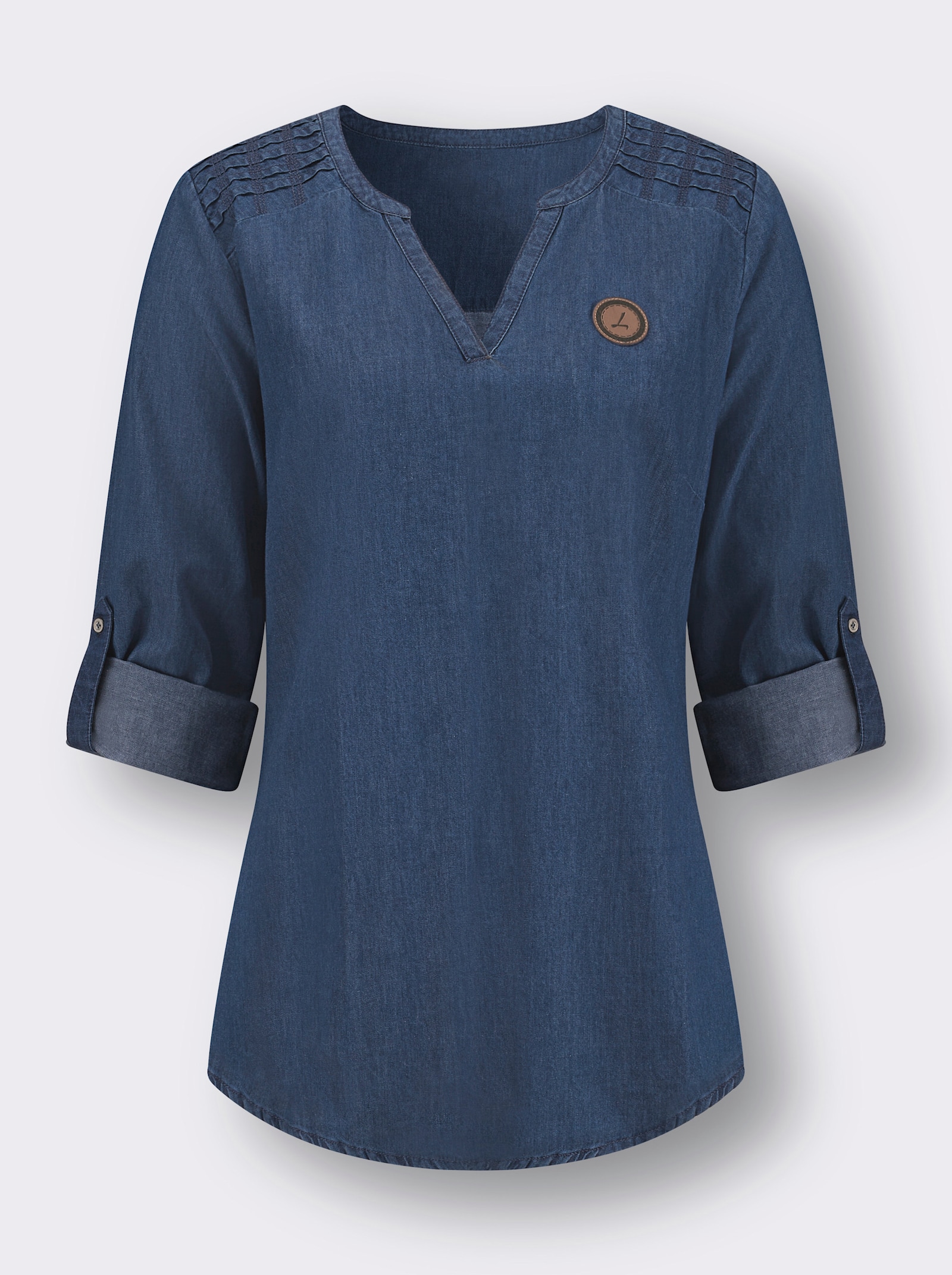 Jeanstunika mit Biesenverzierung - blue-bleached