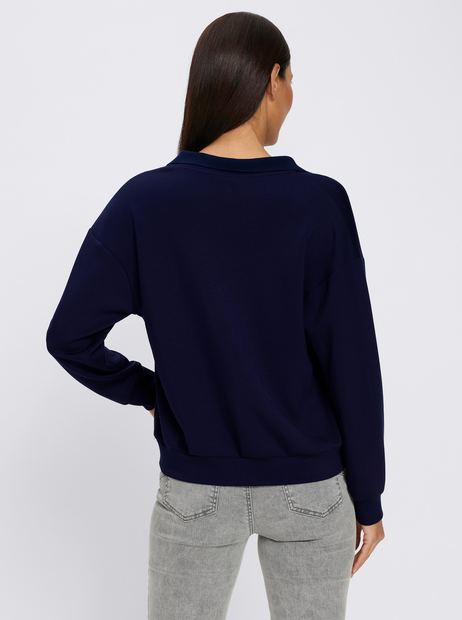 heine Sweatshirt mit Polokragen - marine